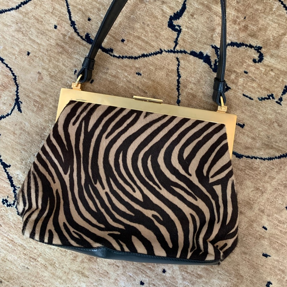 Genuine calf hair zebra print Suarez handbag